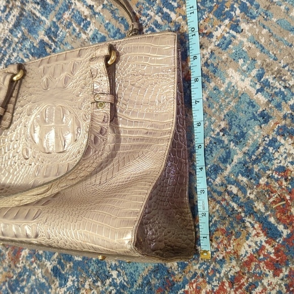 Brahmin Pyrite Silver Champagne Gold Croc Embossed Genuine Leather Shoulder Bag - Picture 8 of 14